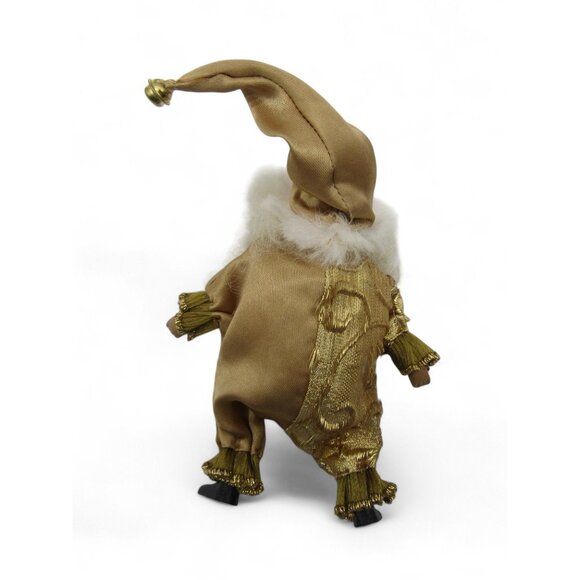 4 Small Gold Santa Claus Christmas Figurines With Beards and Jingle Bell Hats - Picture 12 of 14
